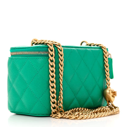 Chanel Caviar Quilted Sweetheart Vanity Case Green 3 of 12