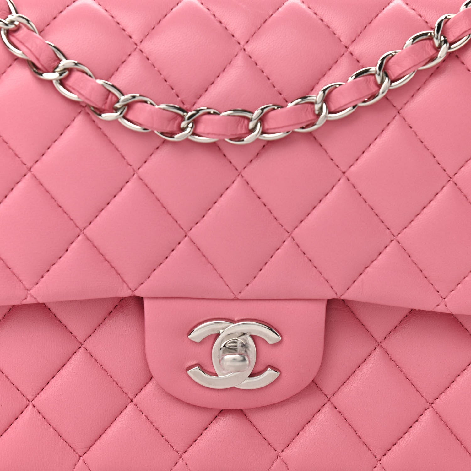 Chanel Lambskin Quilted Medium Double Flap Pink 7 of 9