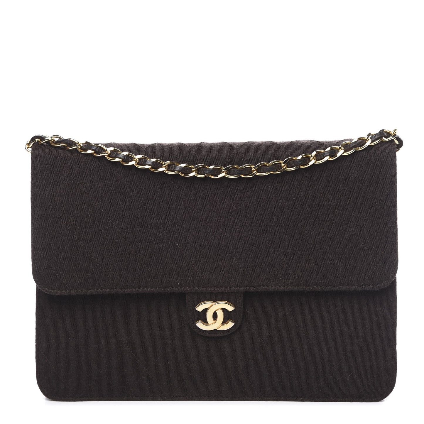 Jersey Quilted Medium Single Flap Brown