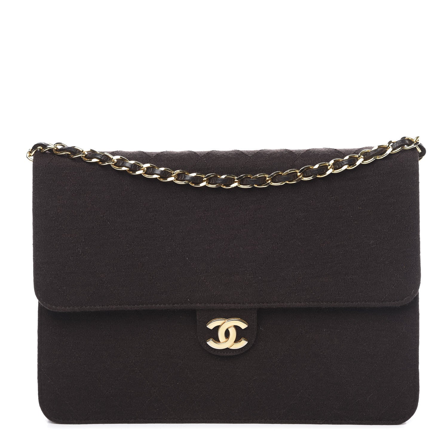 Chanel Jersey Quilted Medium Single Flap Brown 1 of 12