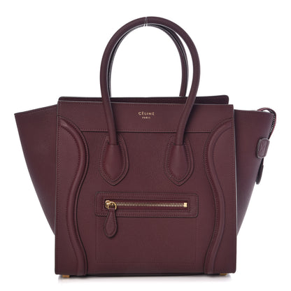 Celine Baby Drummed Calfskin Micro Luggage Burgundy 1 of 9
