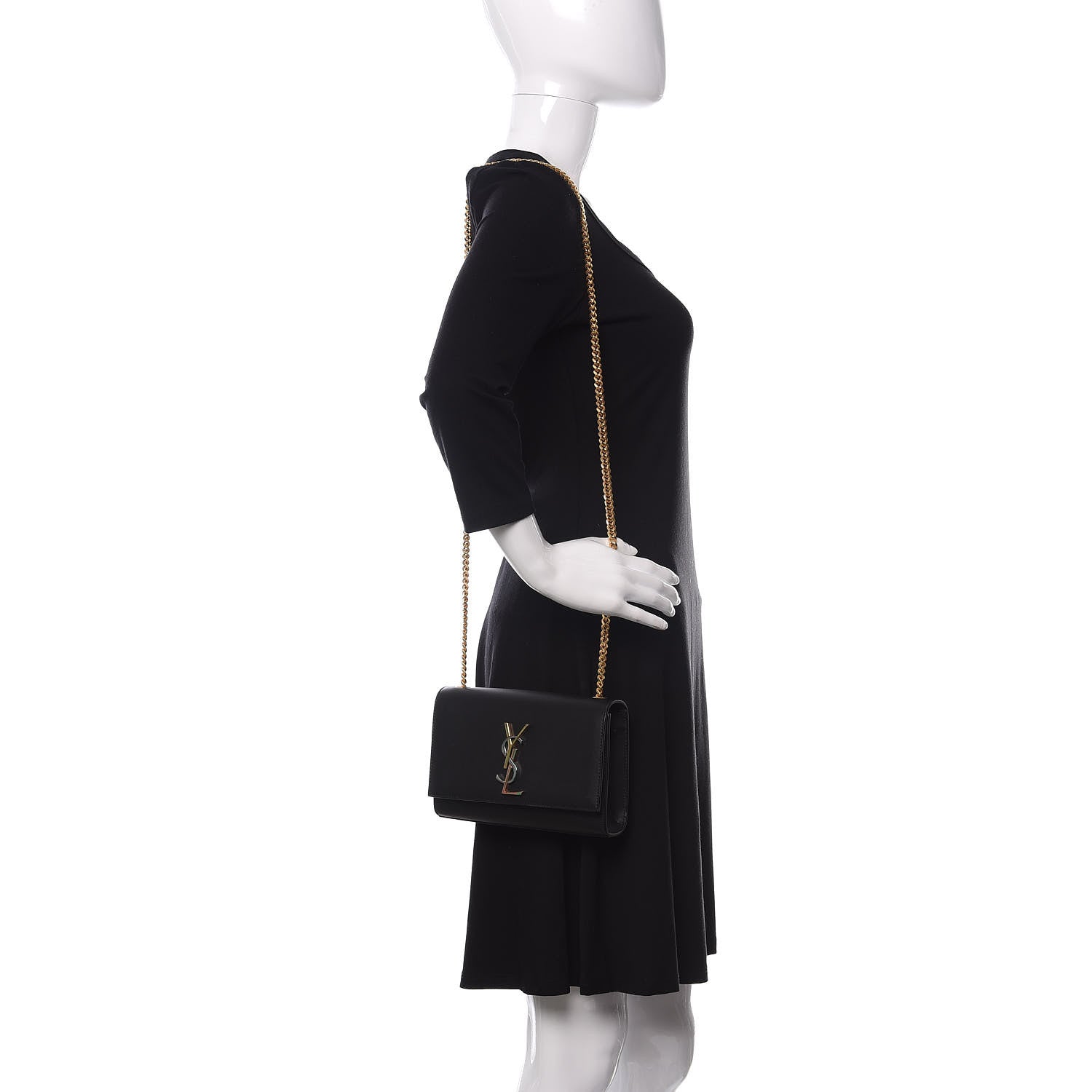 Saint Laurent Calfskin Small Monogram Kate Satchel Black 3 of 10