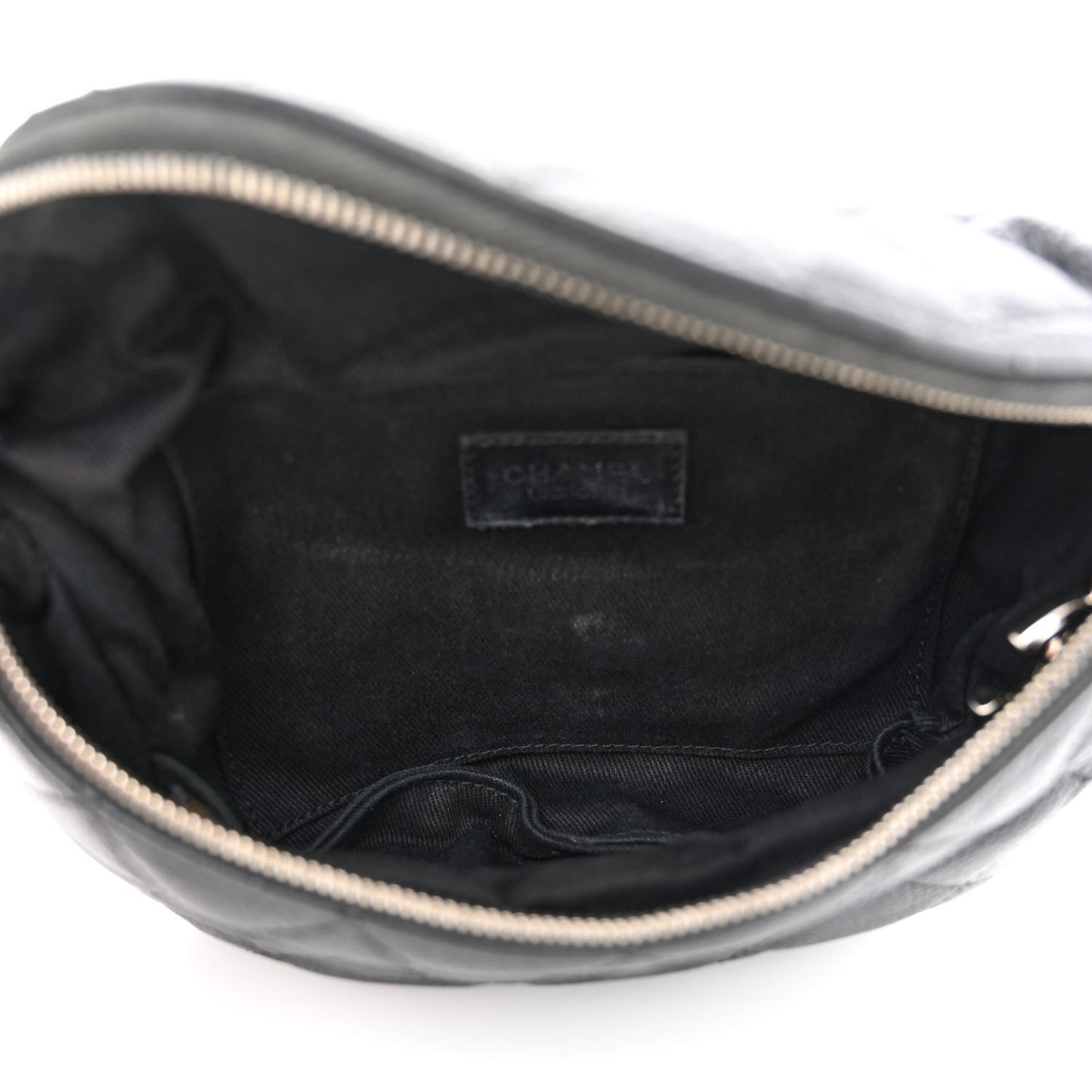 Grained Calfskin Quilted Waist Belt Bag Black