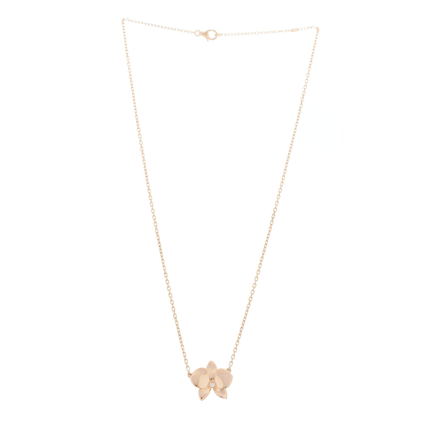 18K Pink Gold Diamond Caresse D'Orchidees Par Cartier Pendant Necklace