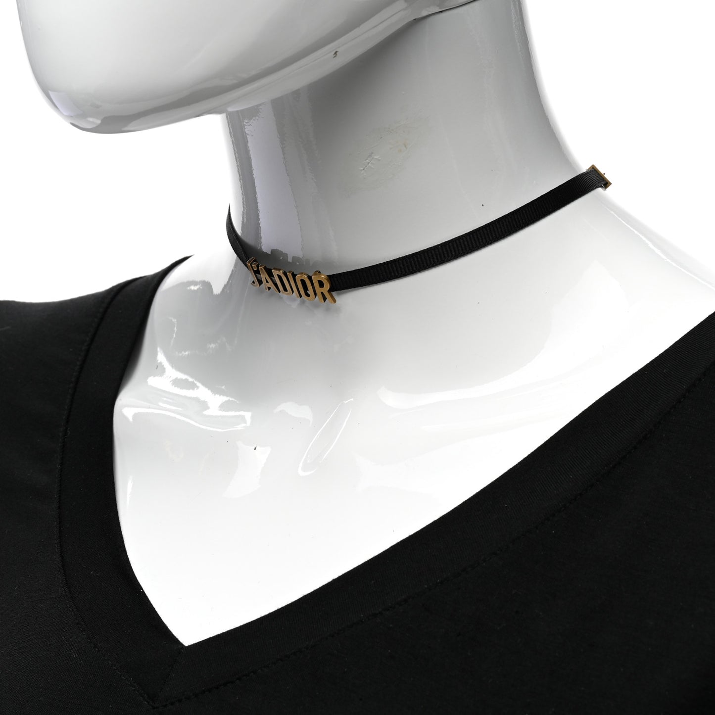 Grosgrain Ribbon J'Adior Logo Choker Necklace Black
