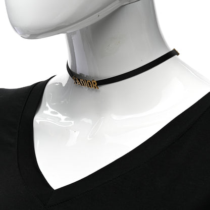 Christian Dior Grosgrain Ribbon J'Adior Logo Choker Necklace Black 2 of 5