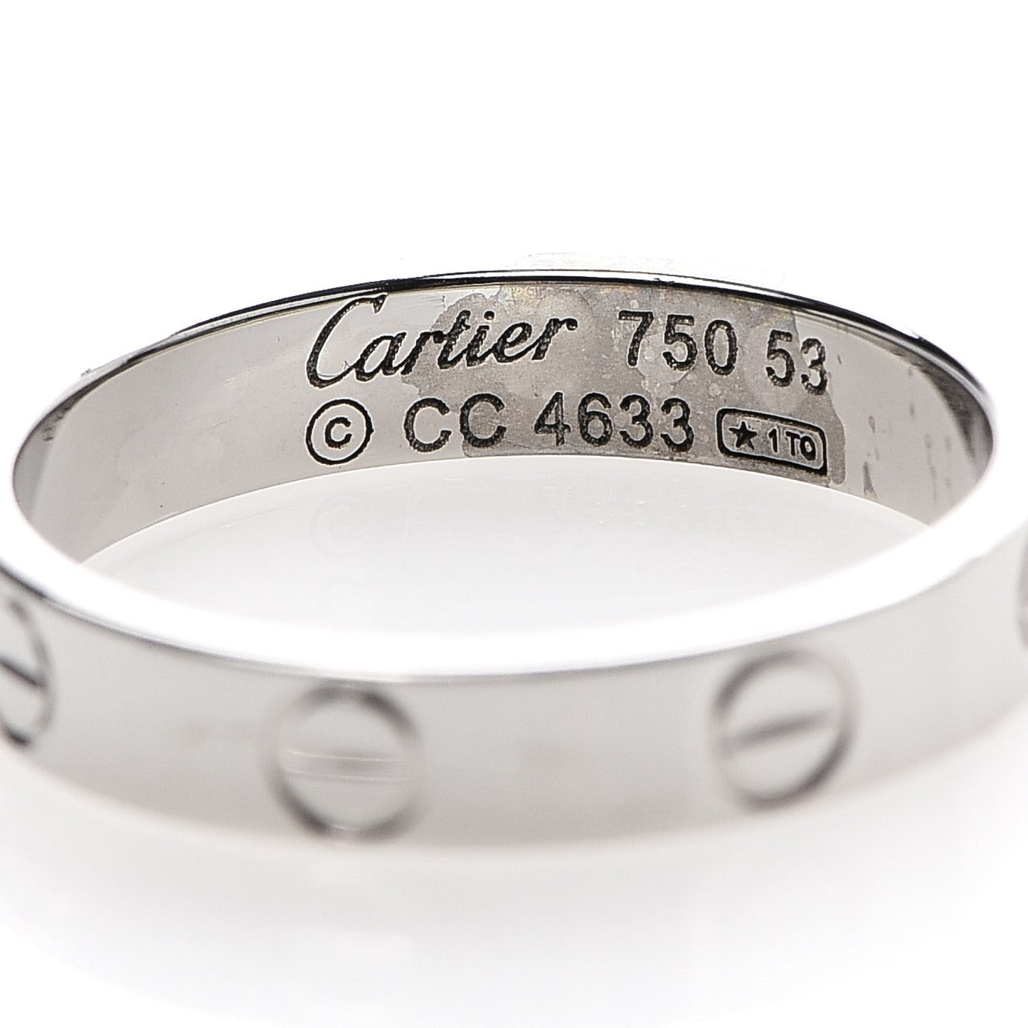 18K White Gold 3.5mm LOVE Wedding Band Ring 53 6.25