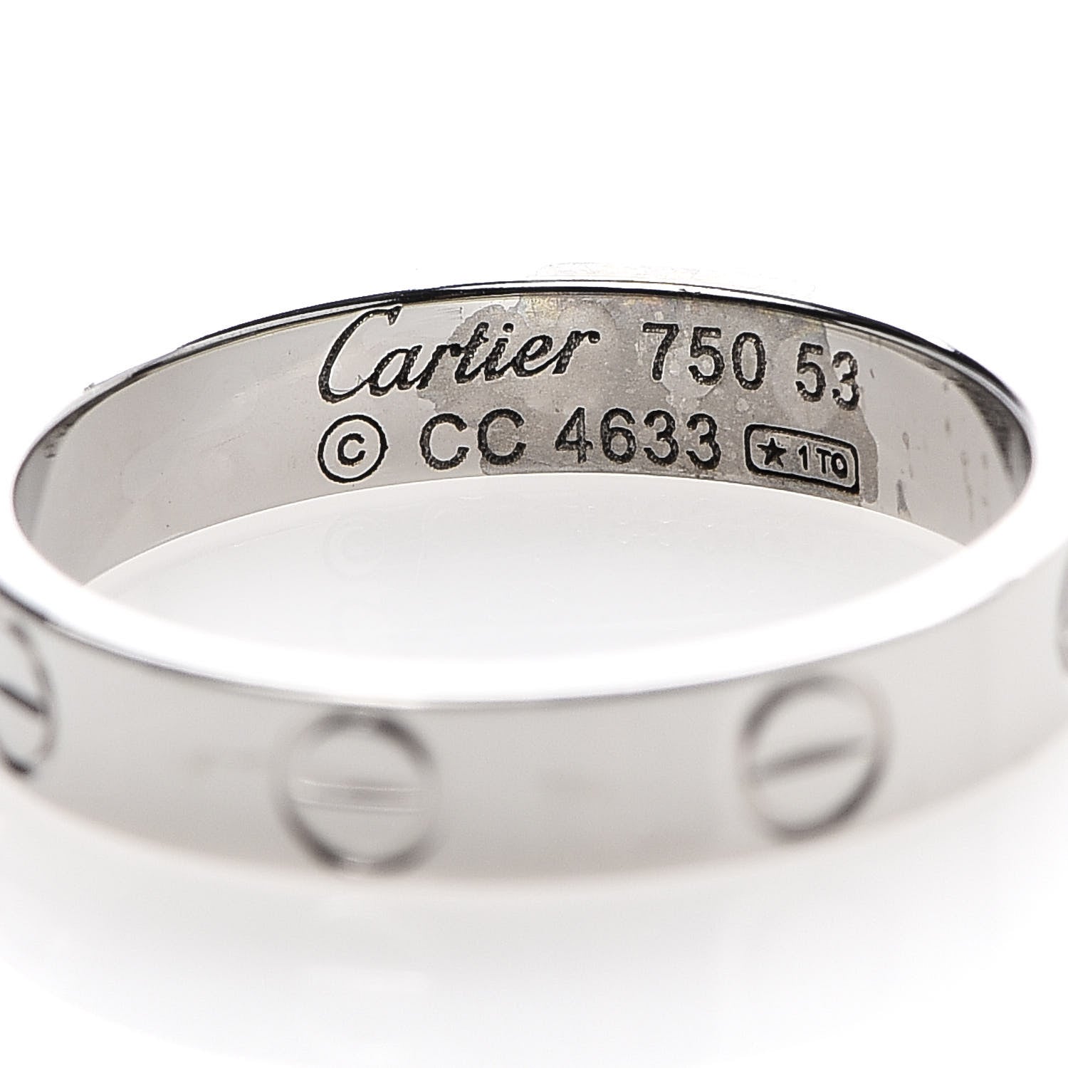Cartier 18K White Gold 3.5mm LOVE Wedding Band Ring 53 6.25 4 of 4