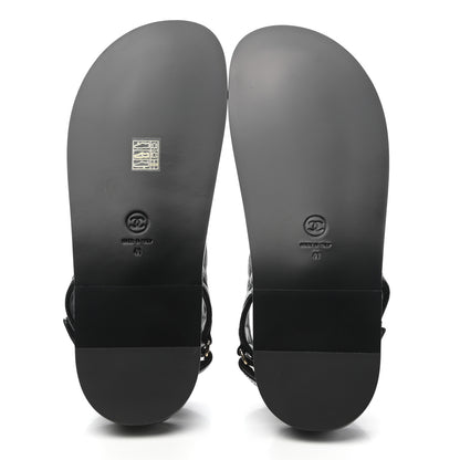 Chanel Grained Calfskin Velcro Dad Sandals 41 Black 5 of 9
