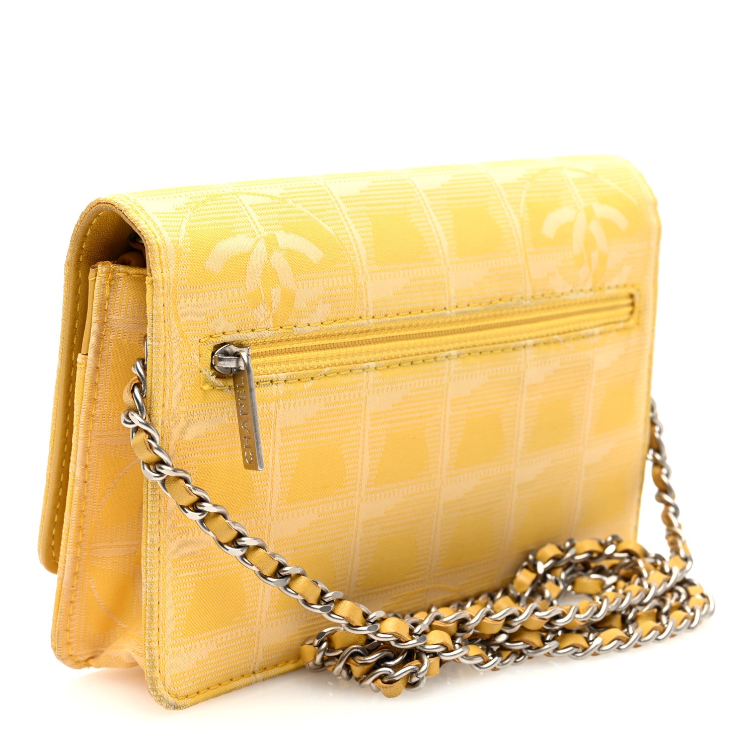 Chanel Nylon Travel Wallet On Chain WOC Yellow 3 of 10