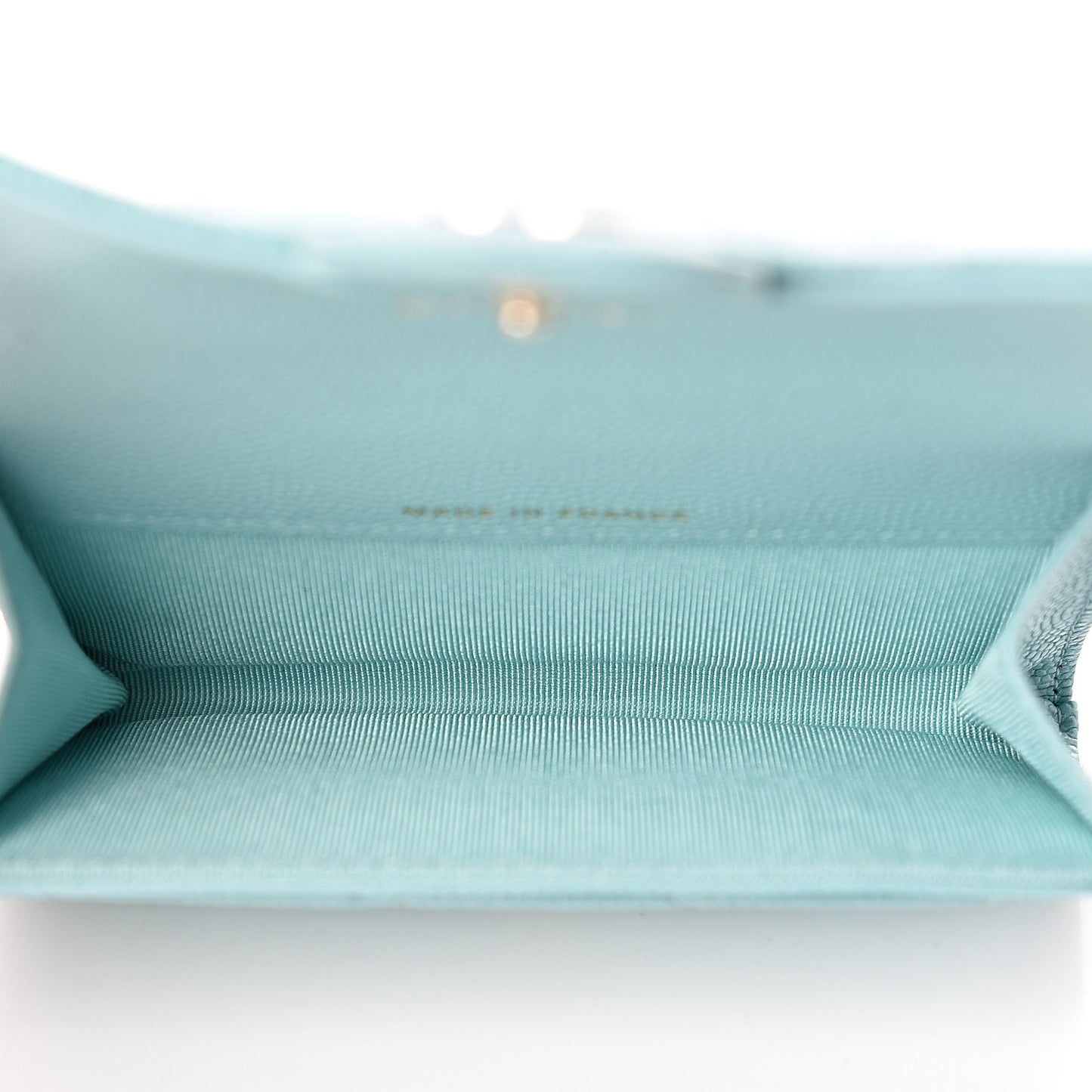 Caviar Quilted Flap Card Holder Light Blue