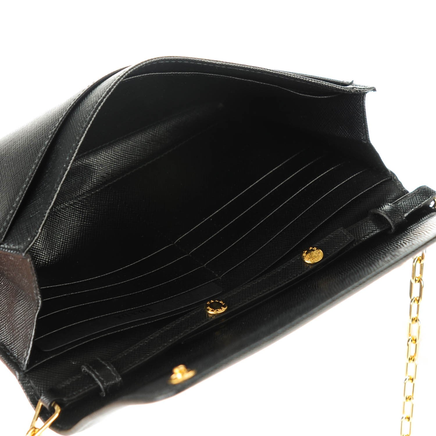 Prada Saffiano Metal Large Chain Wallet Nero Black 8 of 8
