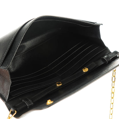 Prada Saffiano Metal Large Chain Wallet Nero Black 8 of 8