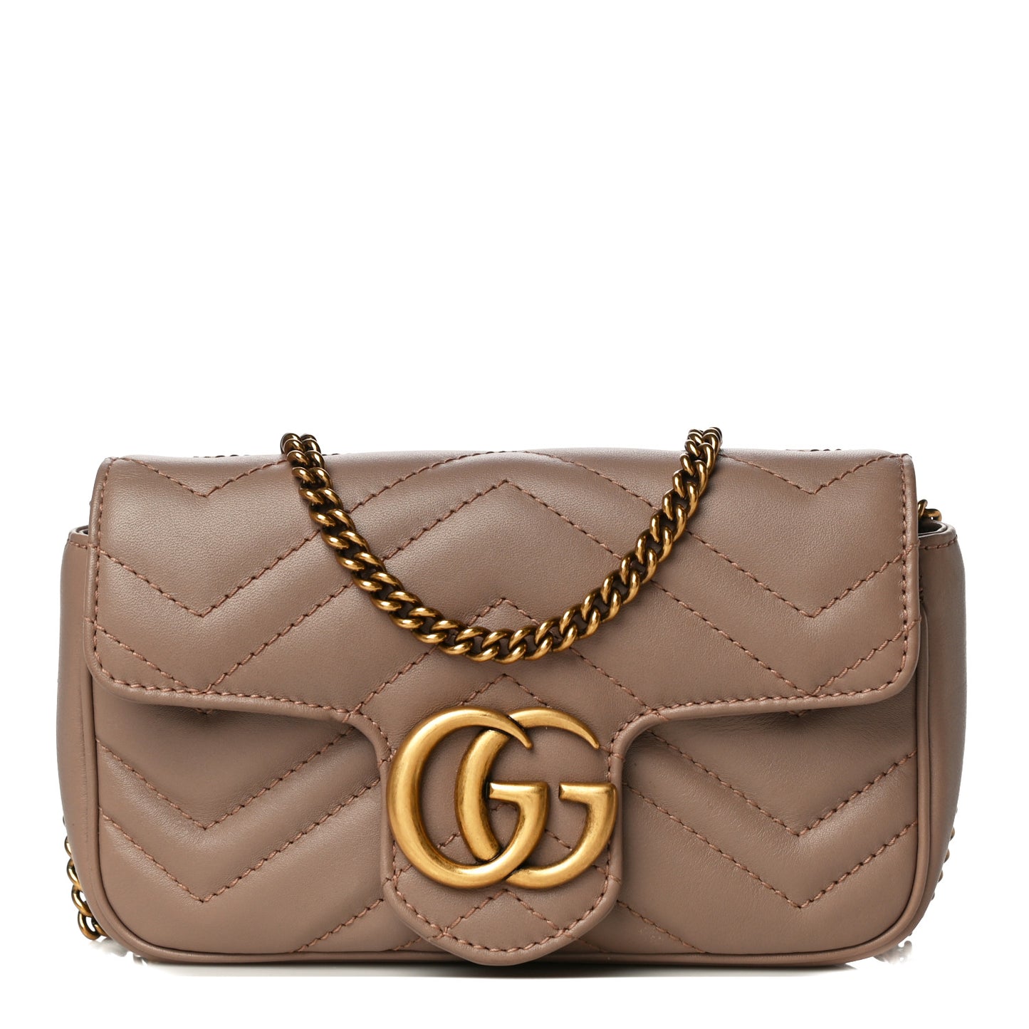 Calfskin Matelasse Super Mini GG Marmont Shoulder Bag Porcelain Rose