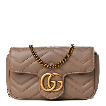 Gucci Calfskin Matelasse Super Mini GG Marmont Shoulder Bag Porcelain Rose 1 of 16