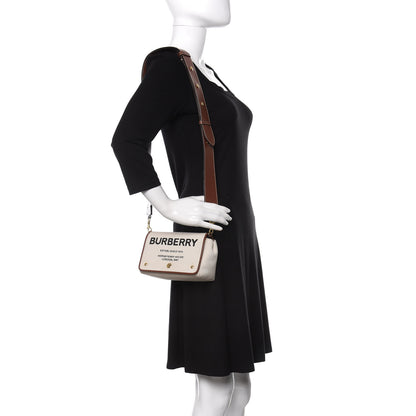 Burberry Cotton Canvas Horseferry Print Small Crossbody Bag White Tan 2 of 12