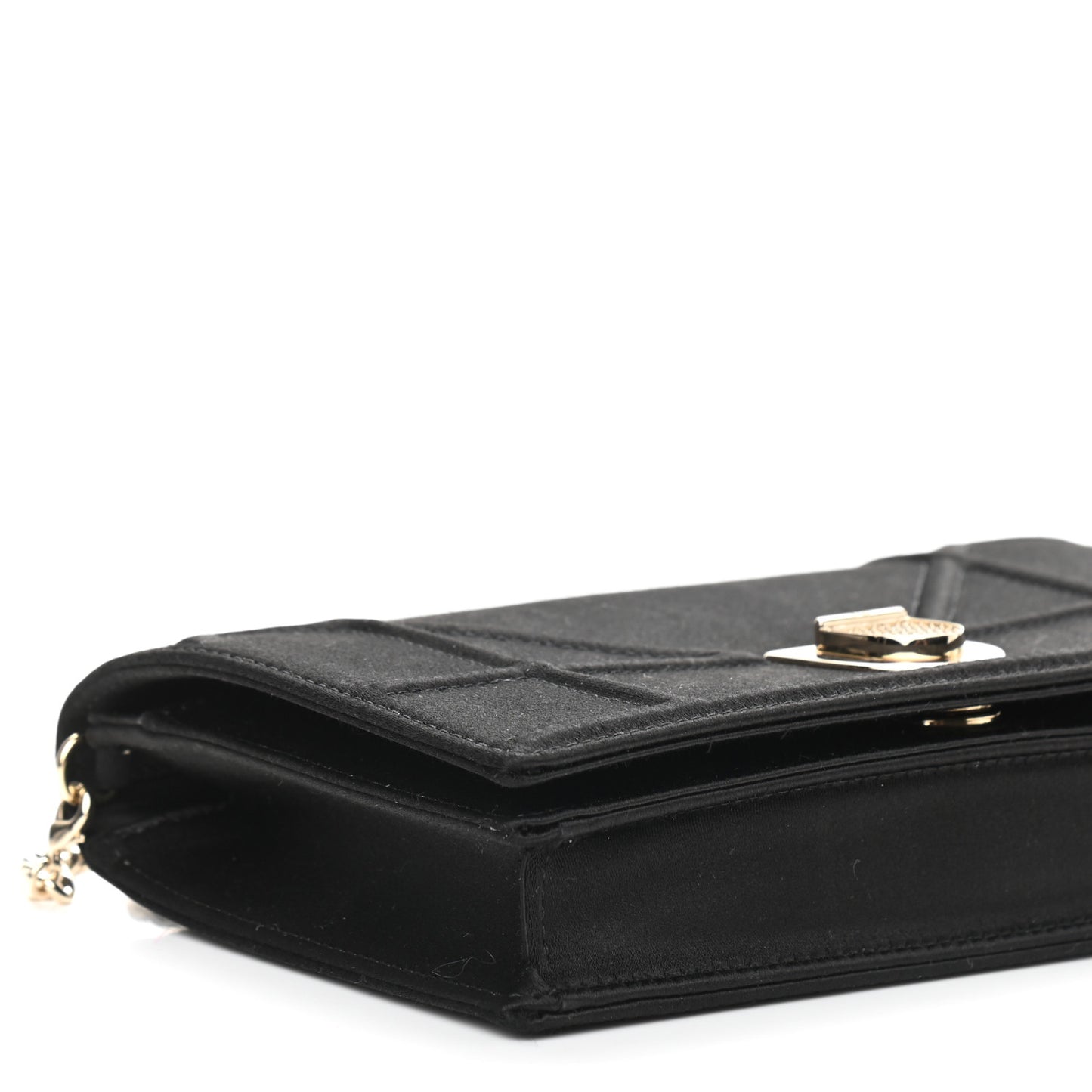 Satin Diorama Wallet on Chain Pouch Black