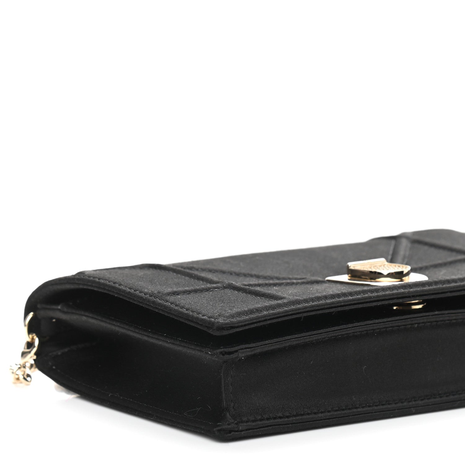 Christian Dior Satin Diorama Wallet on Chain Pouch Black 7 of 8