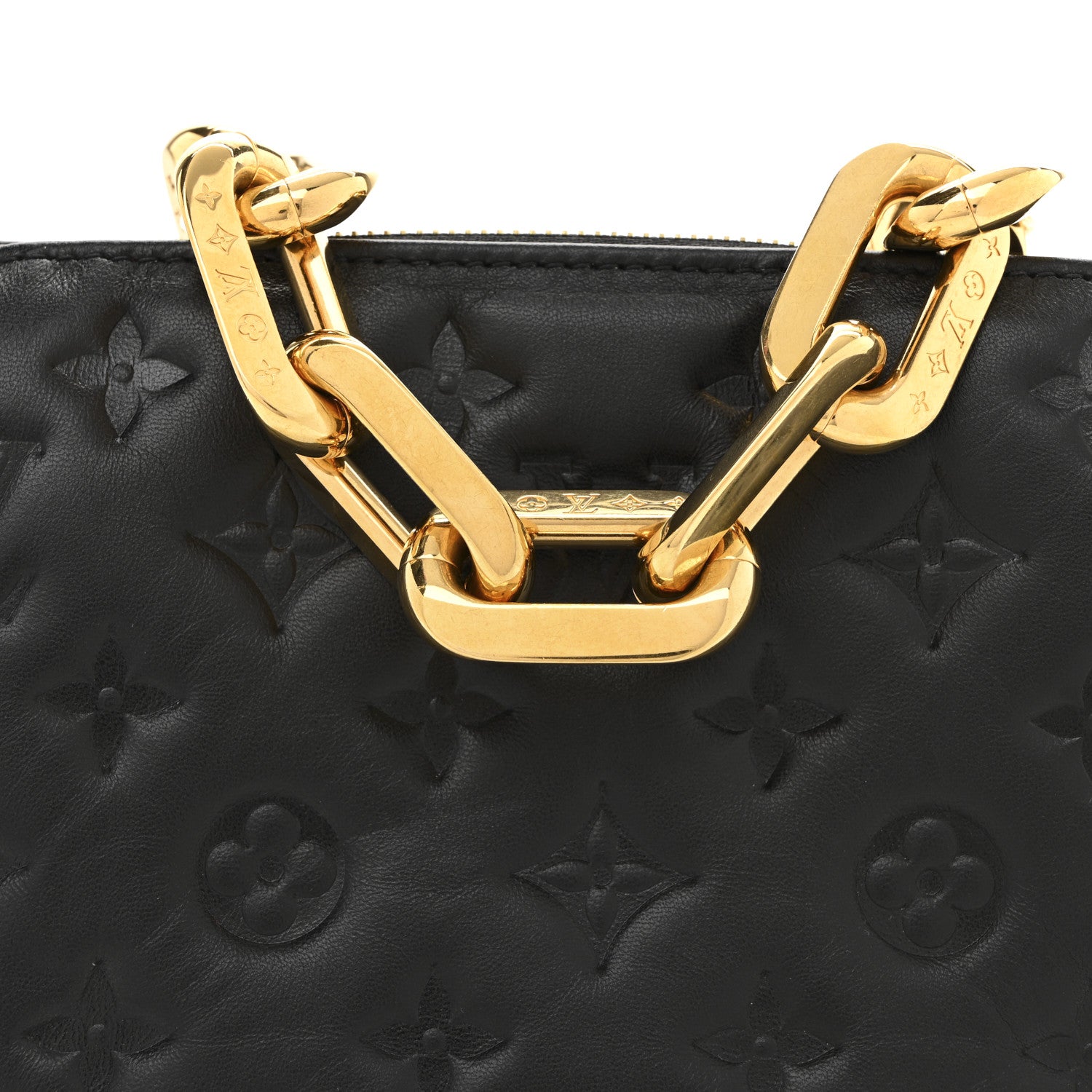 Louis Vuitton Lambskin Embossed Monogram Coussin BB Black 7 of 9