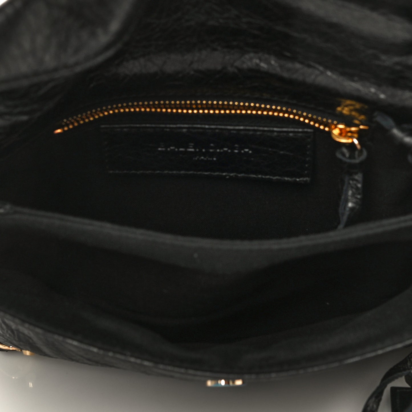 Agneau Classic Gold Hardware Mini Envelope Strap Clutch Black
