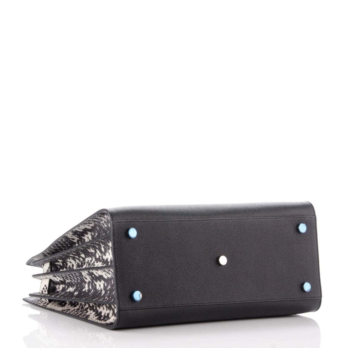 Grained Calfskin Embossed Python Small Sac De Jour Black