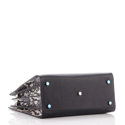 Saint Laurent Grained Calfskin Embossed Python Small Sac De Jour Black 4 of 9