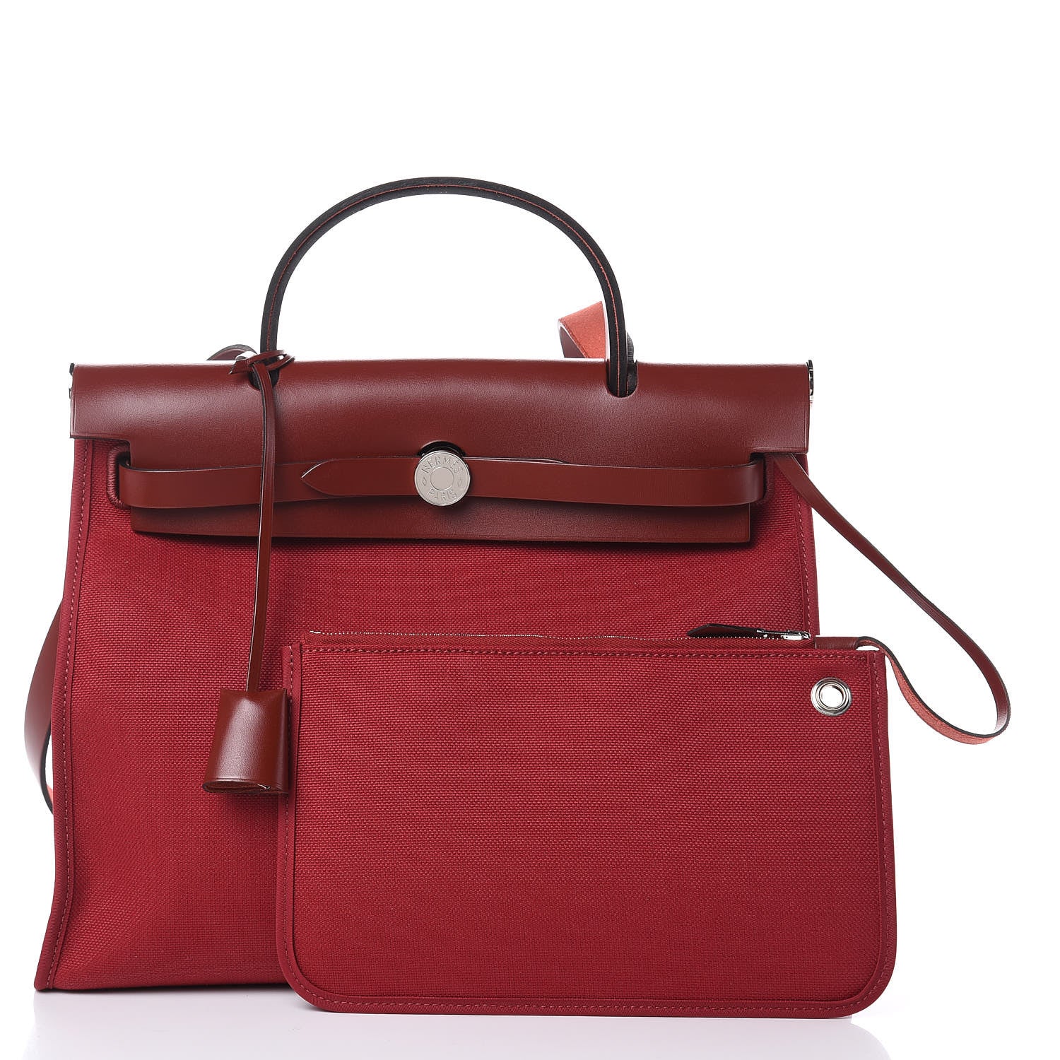 Hermes Vache Hunter Toile Herbag Zip 31 PM Rouge Grenat Rouge H 3 of 11