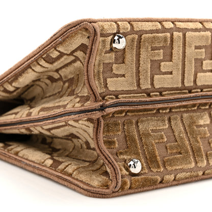 Fendi Velvet Jacquard FF Small Peekaboo I SEE U Satchel Beige 11 of 11