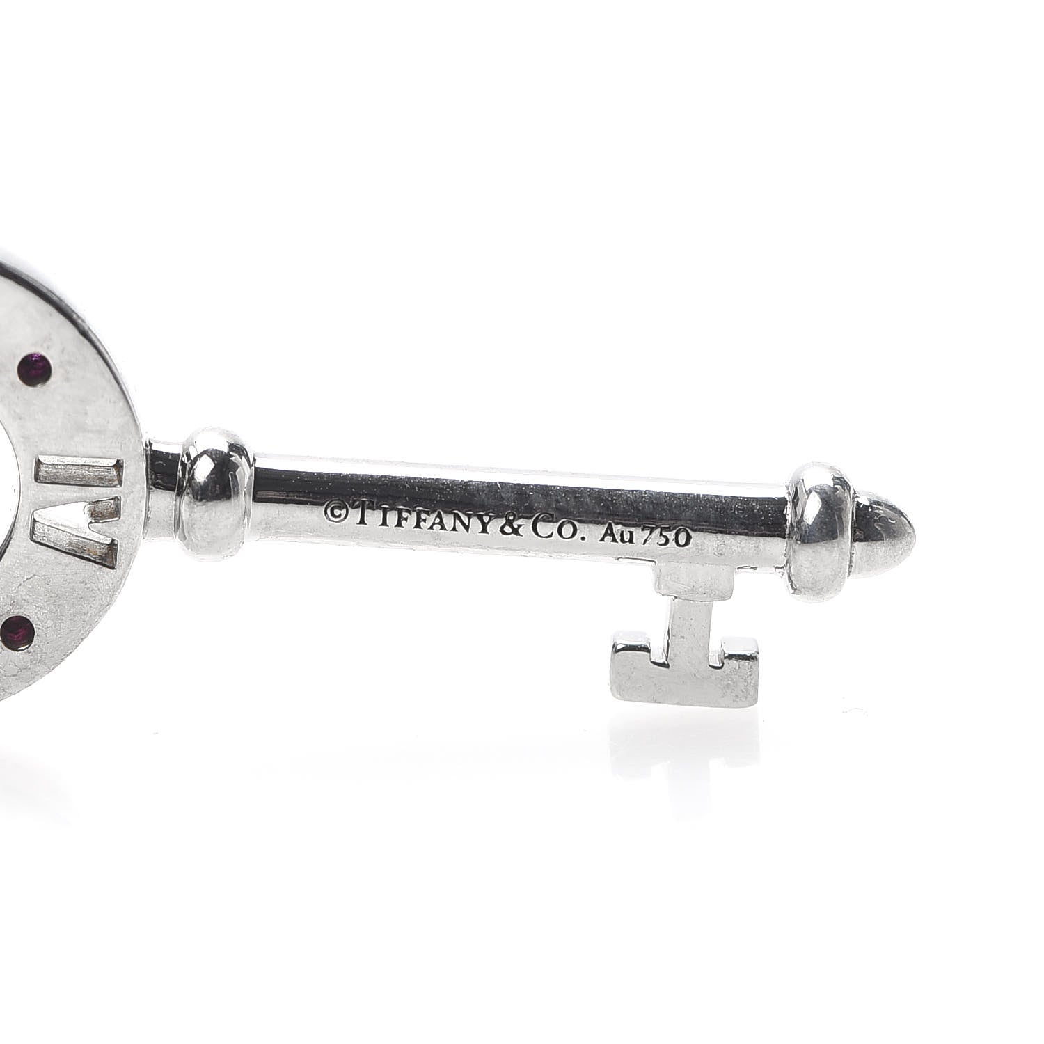 Tiffany 18K White Gold Ruby Atlas Pierced Key Pendant 3 of 4