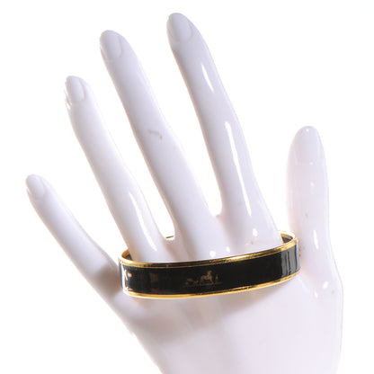 Hermes Enamel Narrow Caleche Bracelet 65 Black 2 of 5