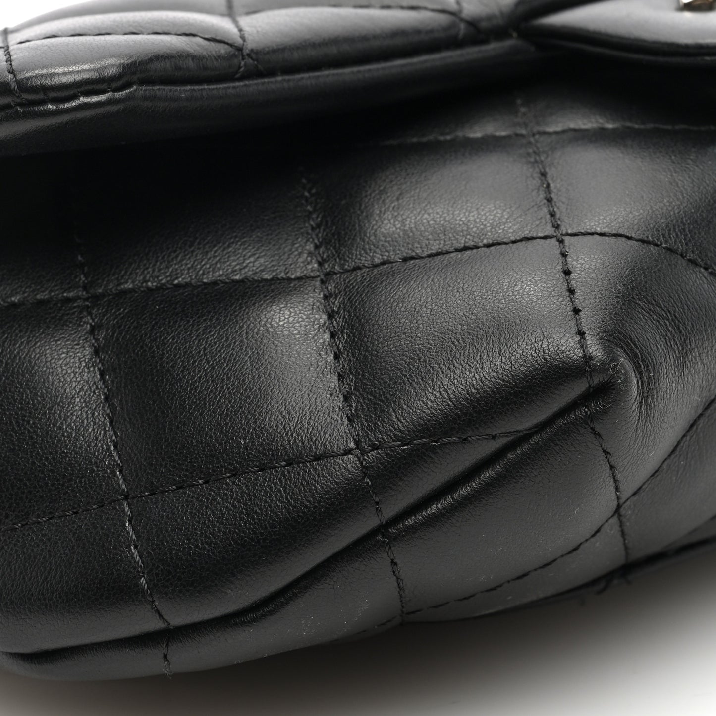 Calfskin Quilted CC Uniform Flap Belt Bag Black