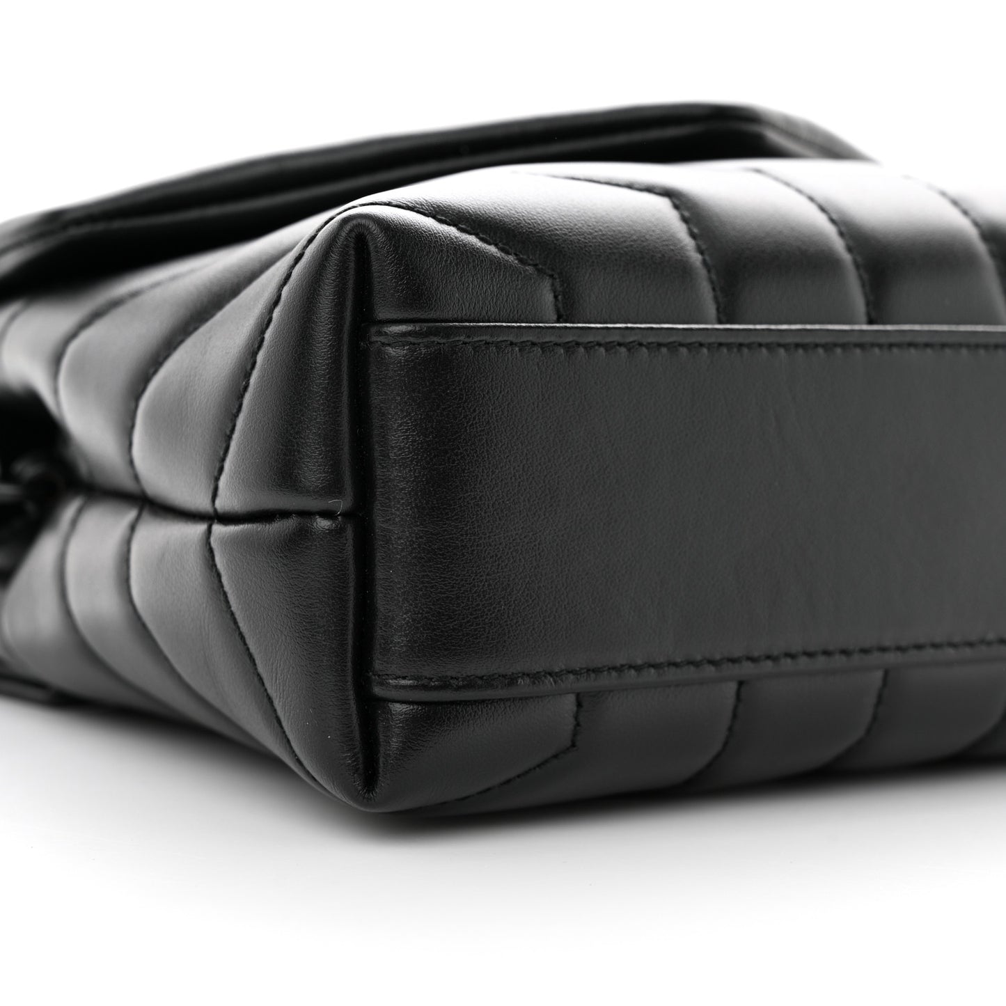 Calfskin Y Quilted Monogram Monochrome Toy Loulou Crossbody Bag Black