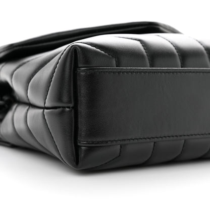 Saint Laurent Calfskin Y Quilted Monogram Monochrome Toy Loulou Crossbody Bag Black 8 of 9