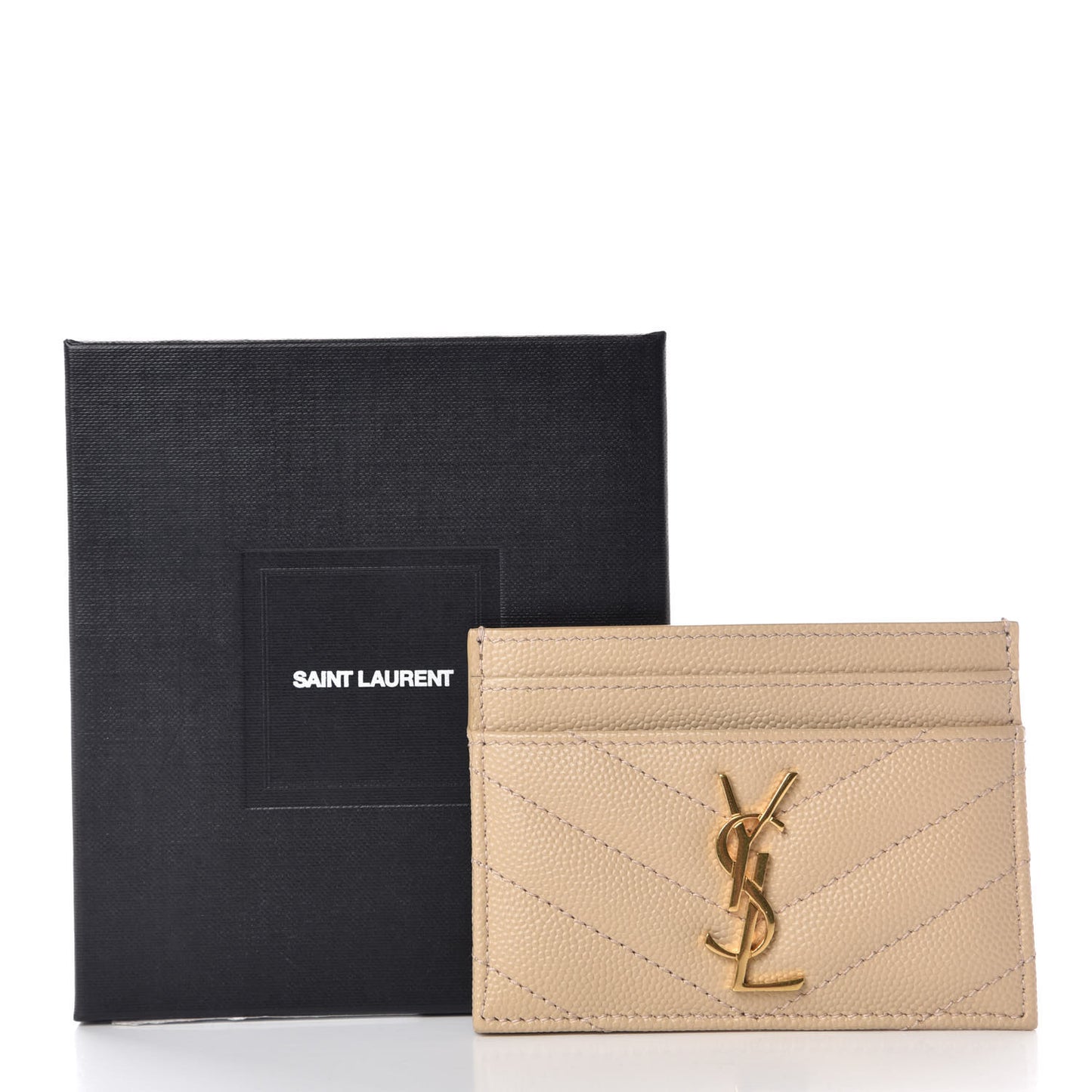 Grain De Poudre Matelasse Chevron Monogram Credit Card Case Nude Powder