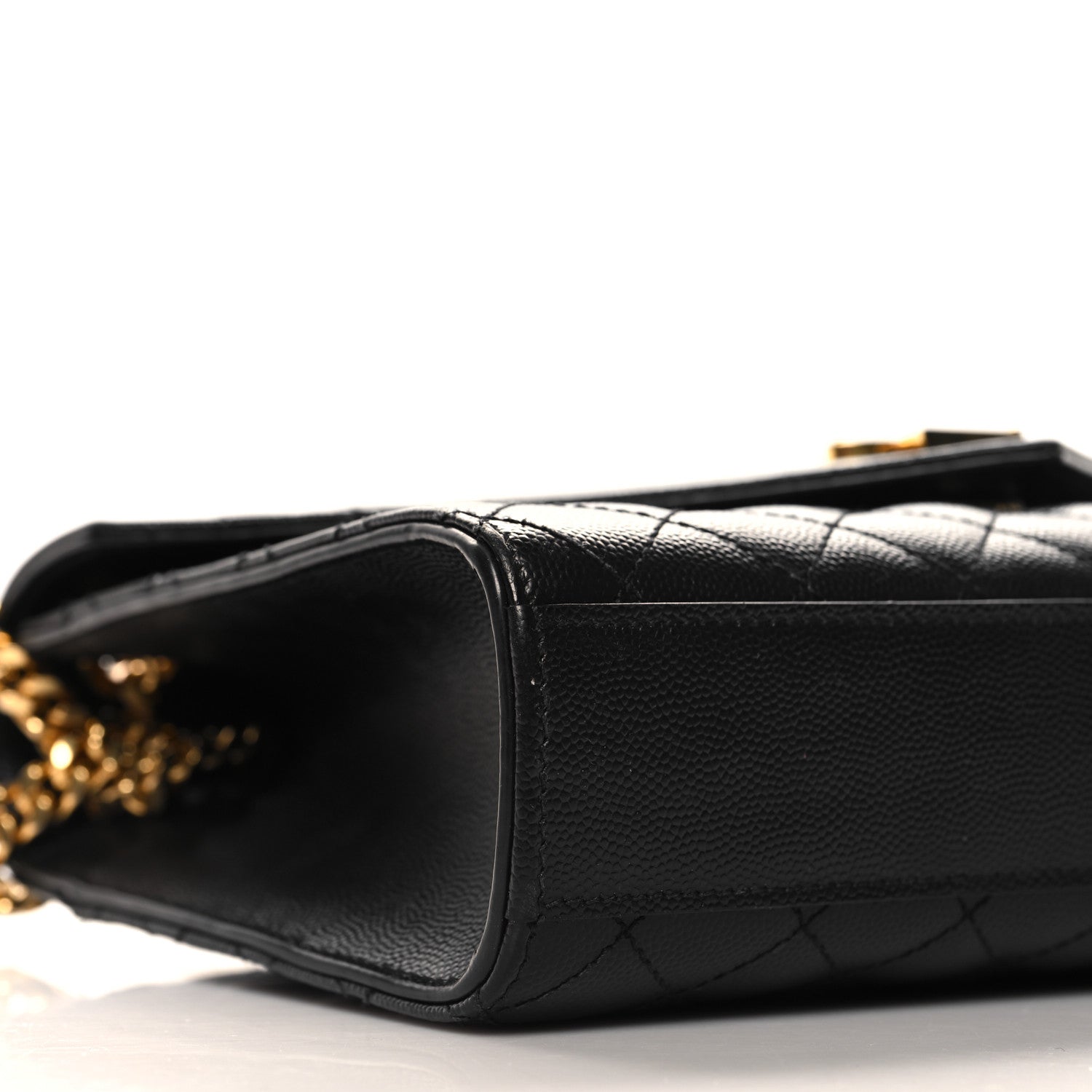 Saint Laurent Grain De Poudre Textured Mixed Matelasse Triquilt Medium Monogram Satchel Black 8 of 11