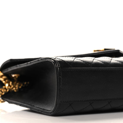 Saint Laurent Grain De Poudre Textured Mixed Matelasse Triquilt Medium Monogram Satchel Black 8 of 11
