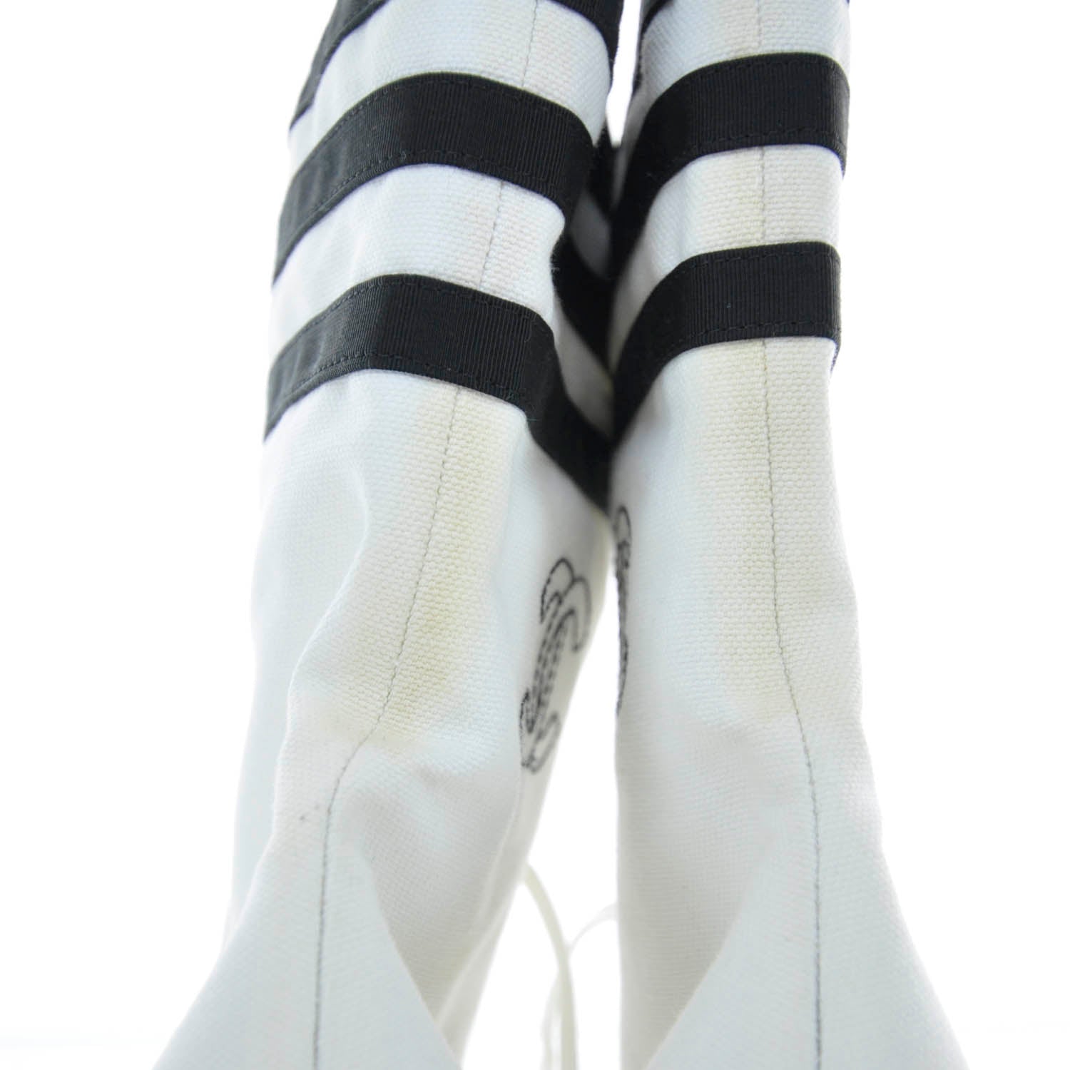 Chanel Leather Wedge Peep Toe Booties 40 Black and White 4 of 6