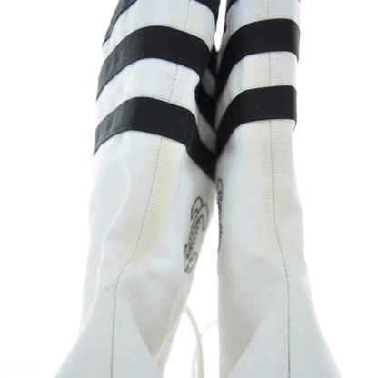 Chanel Leather Wedge Peep Toe Booties 40 Black and White 4 of 6