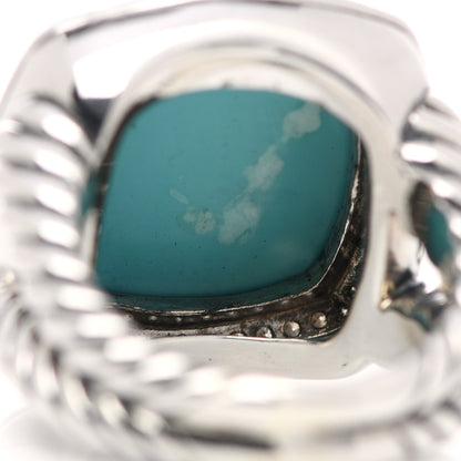 David Yurman Sterling Silver Diamond Reconstituted Turquoise 17mm Albion Ring 57 8 7 of 7