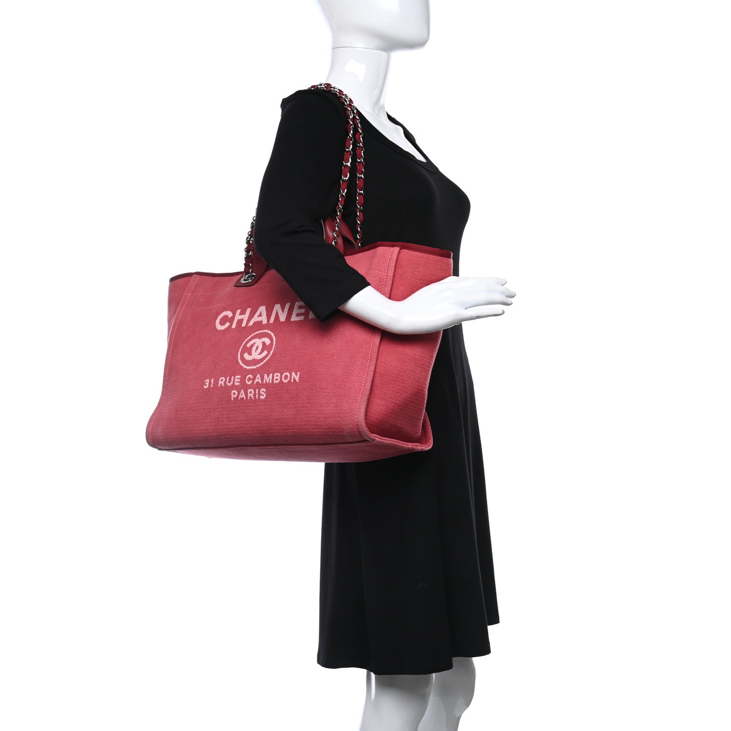 Canvas Medium Deauville Tote Red