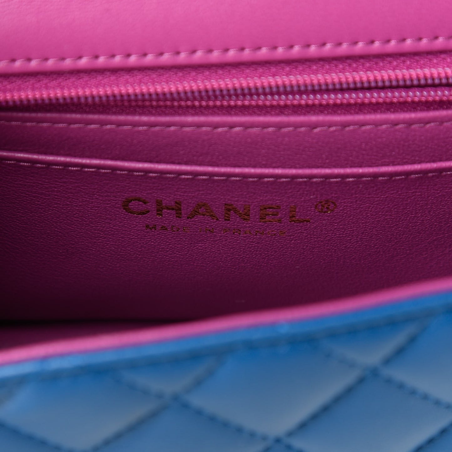 Lambskin Quilted Mini Rectangular Flap Blue Purple