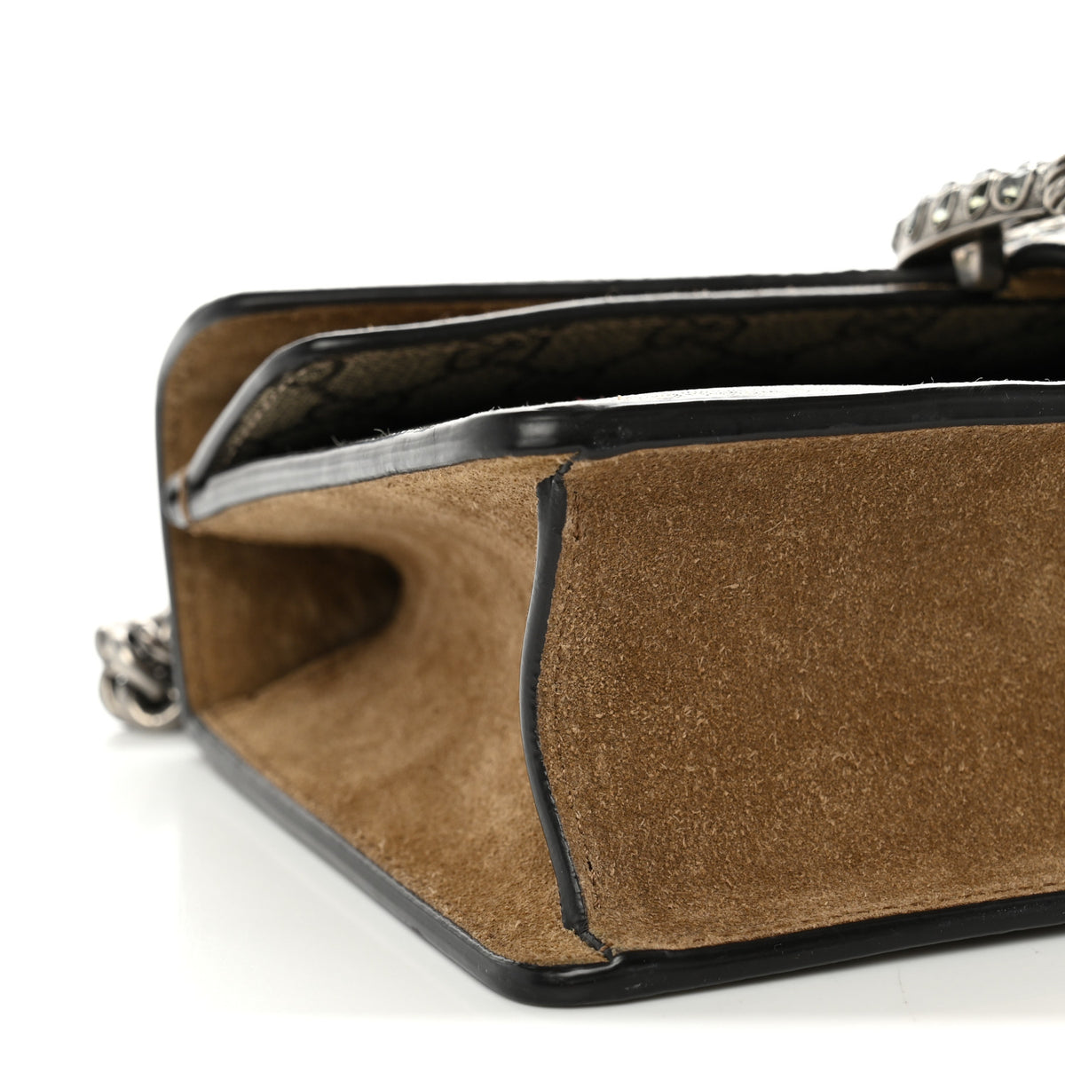 Gucci GG Supreme Monogram Suede Crystal Small Dionysus Shoulder Bag Beige Ebony Taupe 9 of 12
