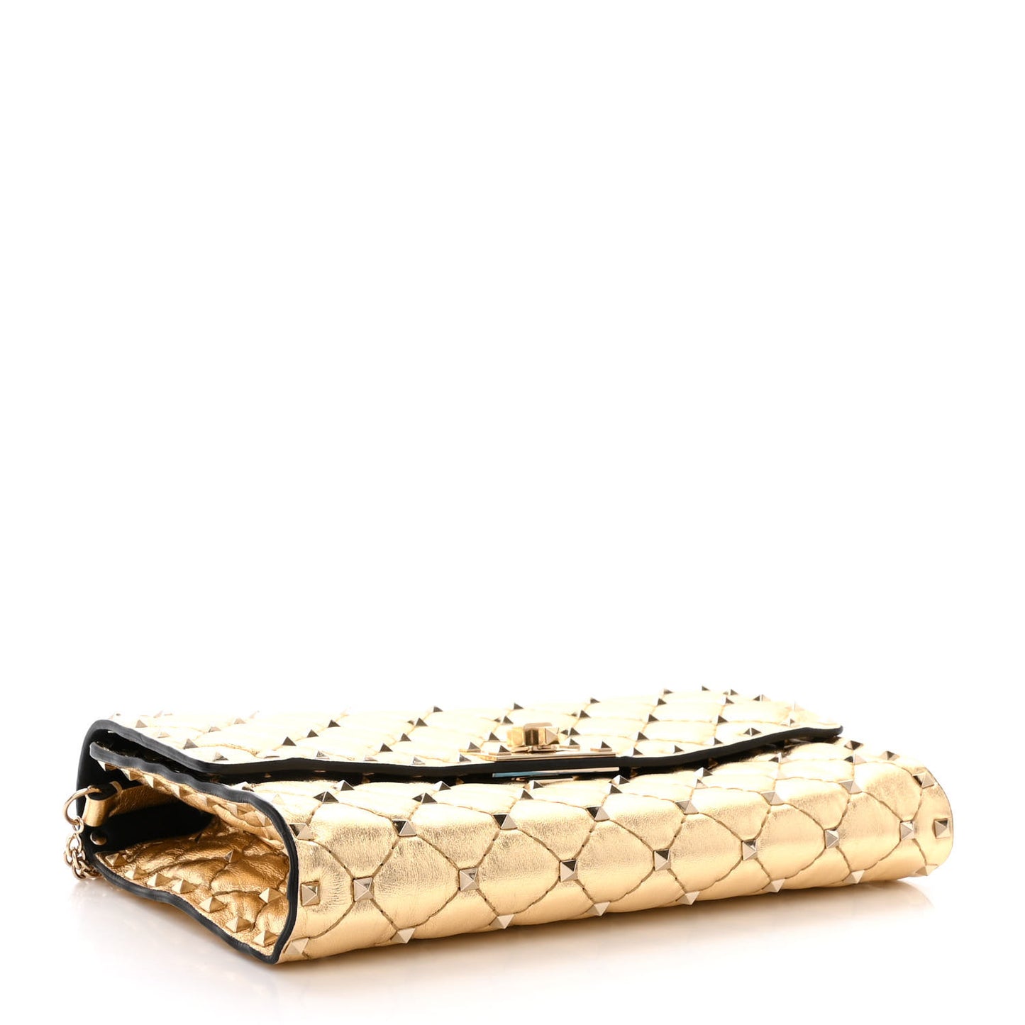 Metallic Nappa Rockstud Spike Wallet on Chain Mekong