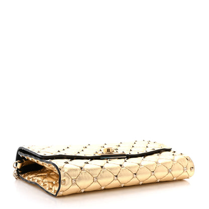Valentino Garavani Metallic Nappa Rockstud Spike Wallet on Chain Mekong 4 of 11