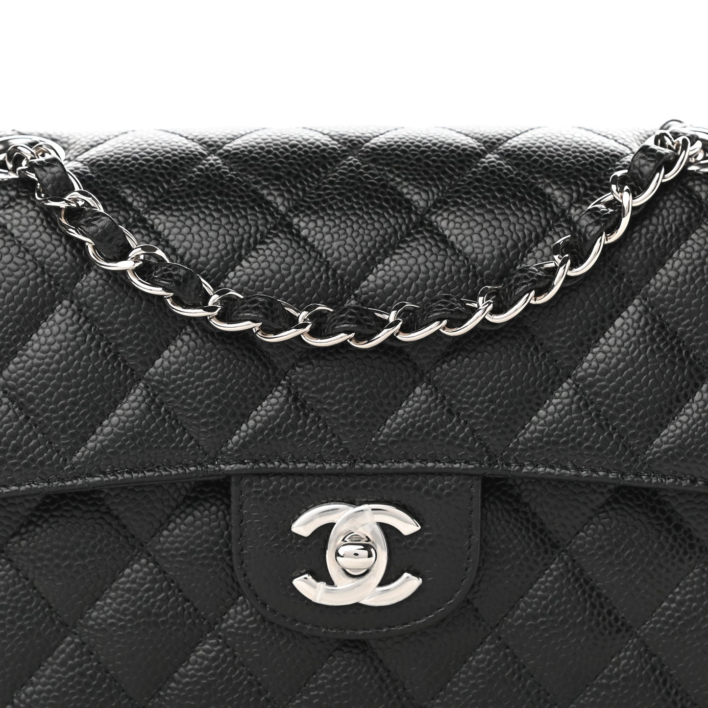 Caviar Quilted Small Double Flap Black