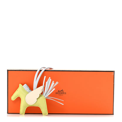 Hermes Milo Lambskin Grigri Rodeo Pegase Horse Bag Charm PM Jaune Bourgeon Bleu Brume Nata 5 of 5