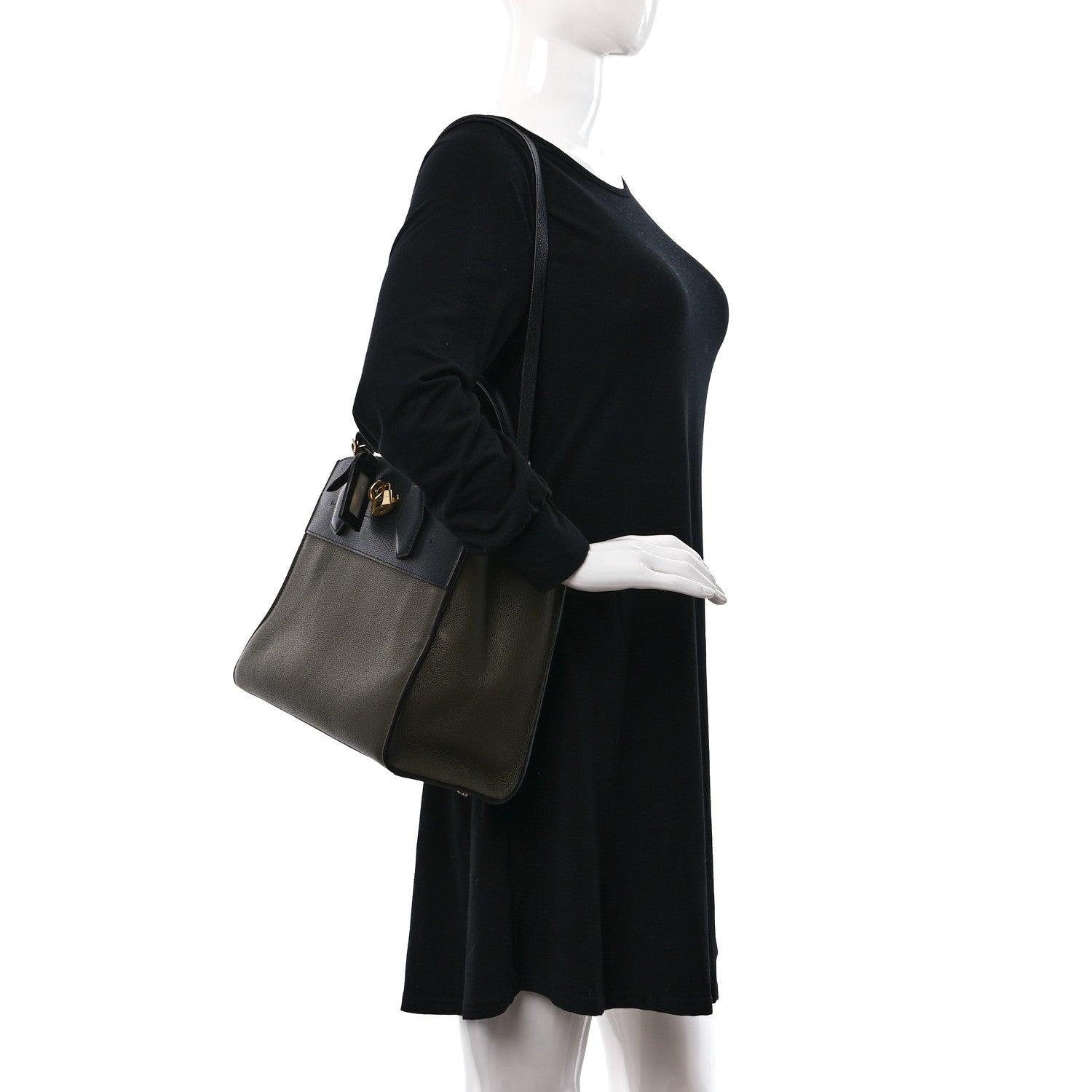 Louis Vuitton Taurillon City Steamer MM Kaki Black 3 of 8