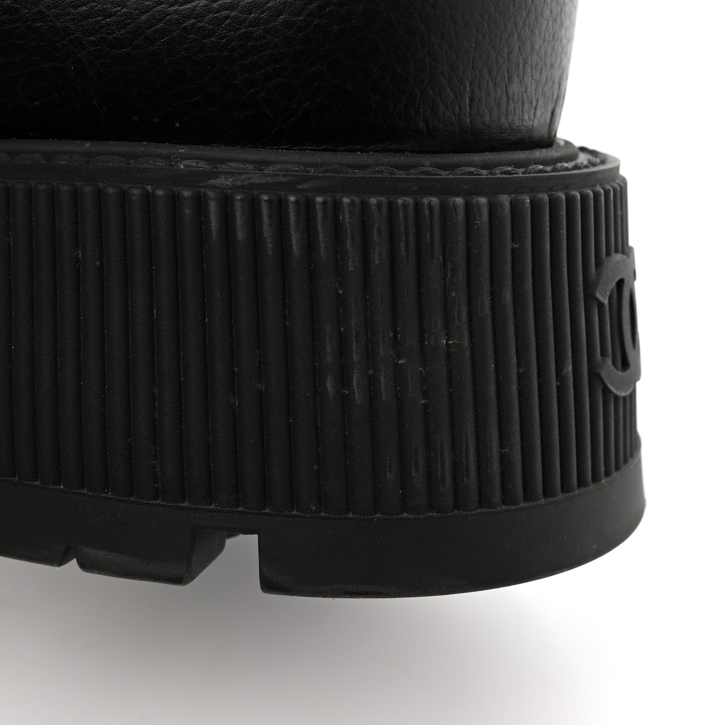 Calfskin CC Lace Up Combat Boots 38 Black