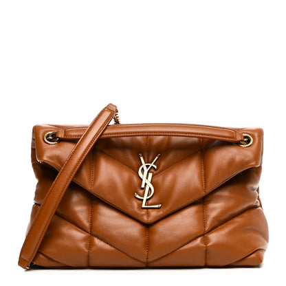 Saint Laurent Lambskin Quilted Small Loulou Puffer Monogram Chain Satchel Dark Honey 1 of 10
