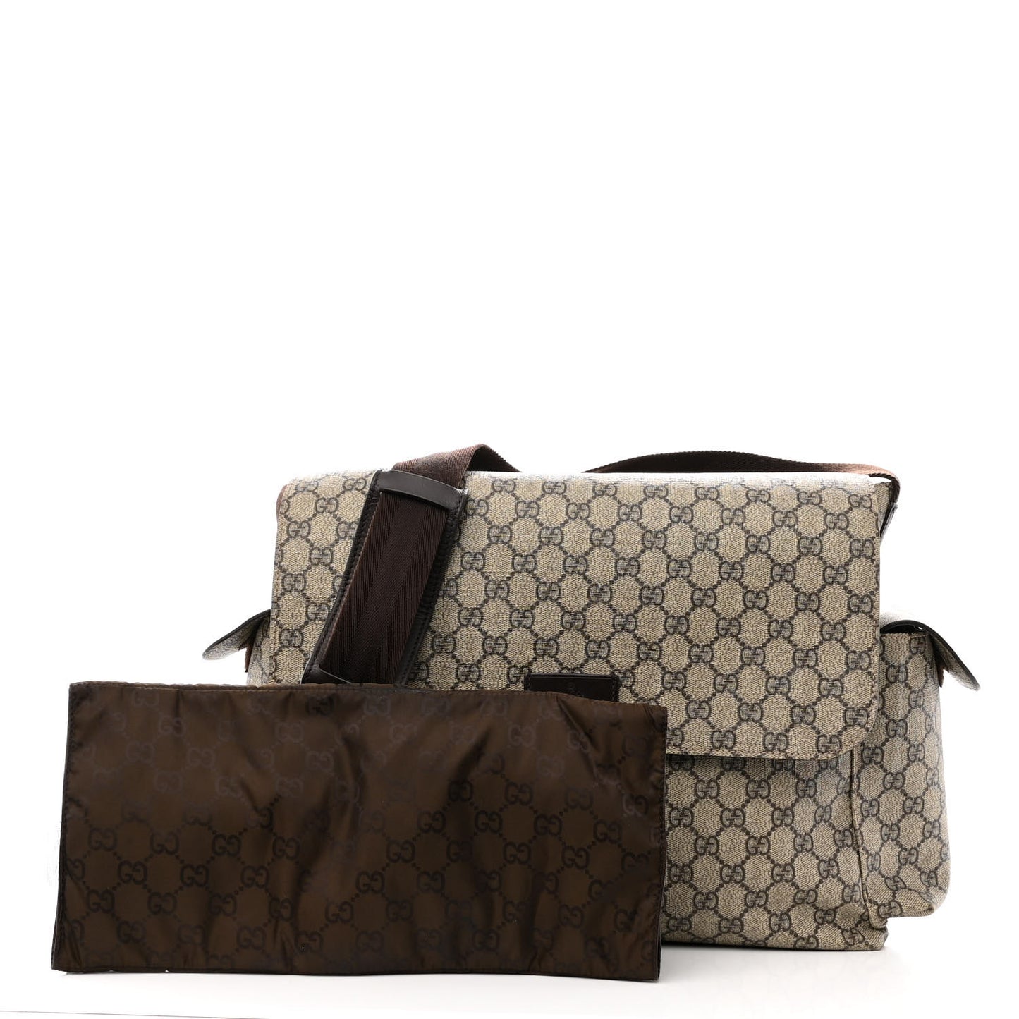 GG Plus Monogram Messenger Diaper Bag Dark Brown